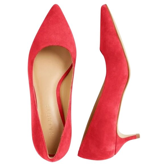 EUC Talbots Sylvie Red Suede Kitten Heel Pumps - Size 7 (Talbots Size 7.5) - Picture 1 of 6